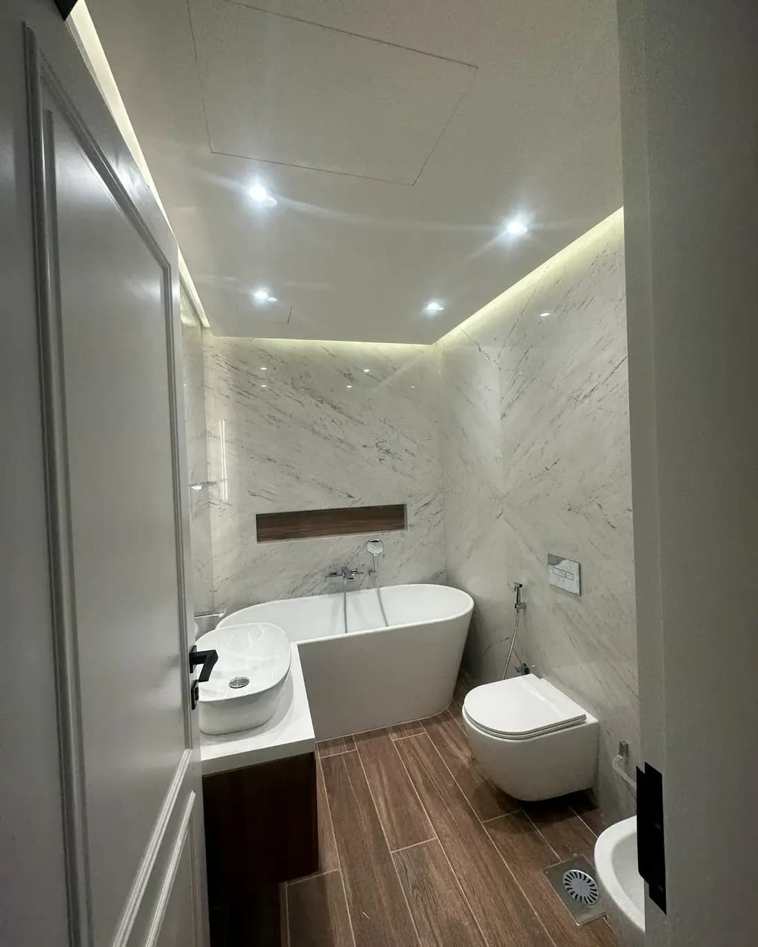 Completed marble bathroom
