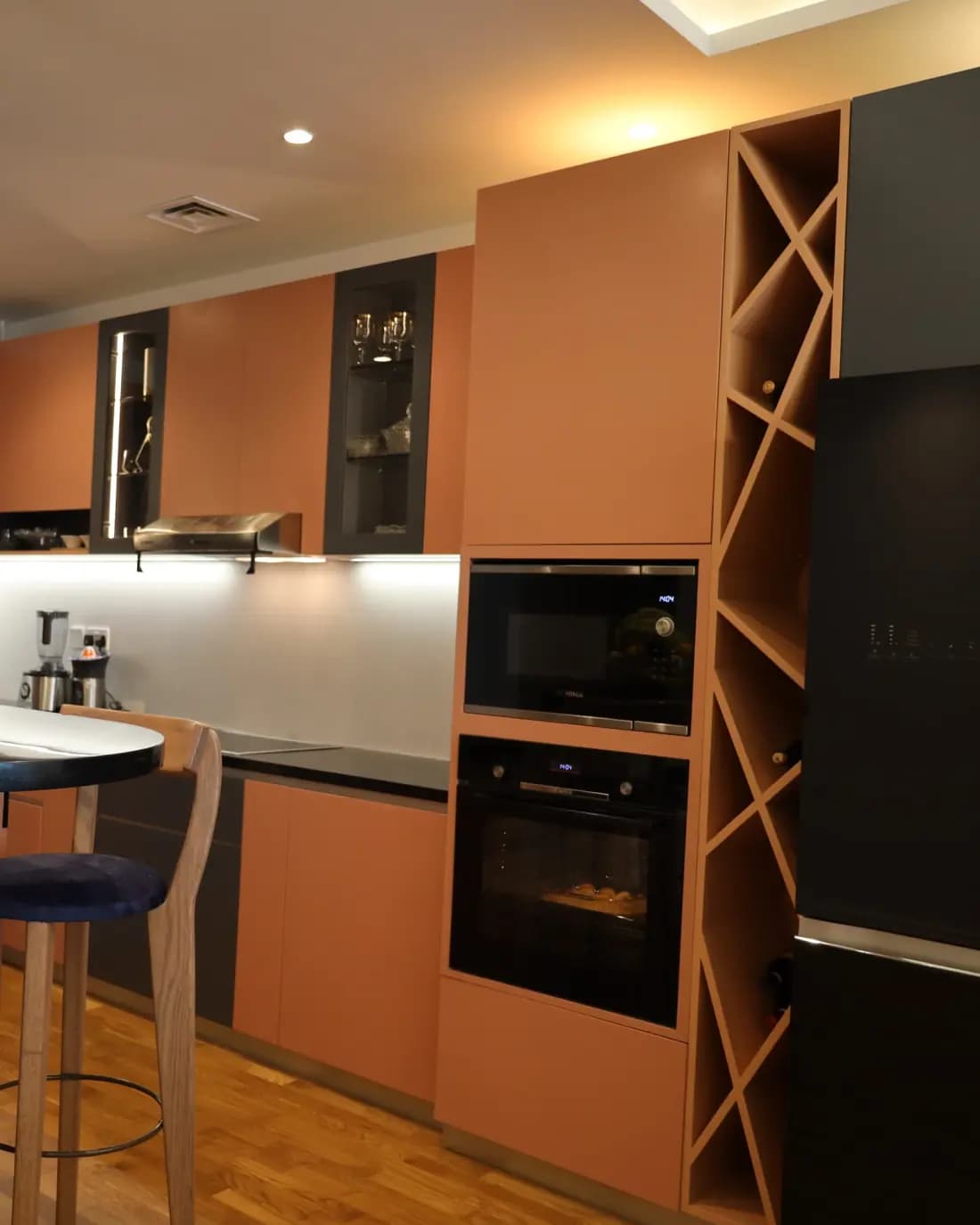 Completed fitted copper kitchen